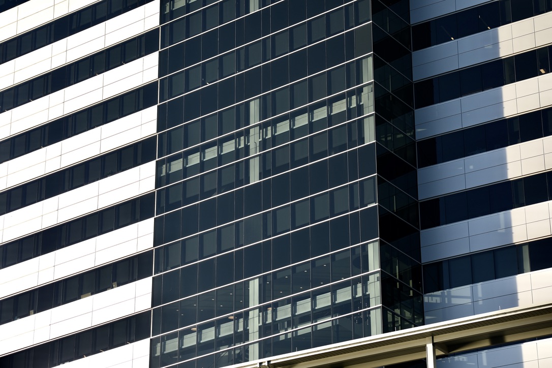 Modern black and white building facade